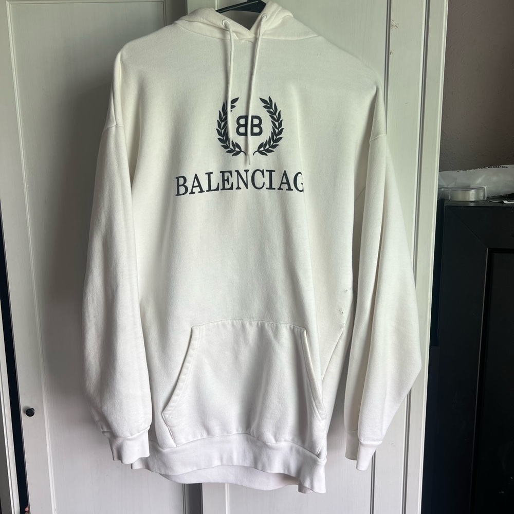 Balenciaga White Sweatshirt Hoodie Classic Pullover